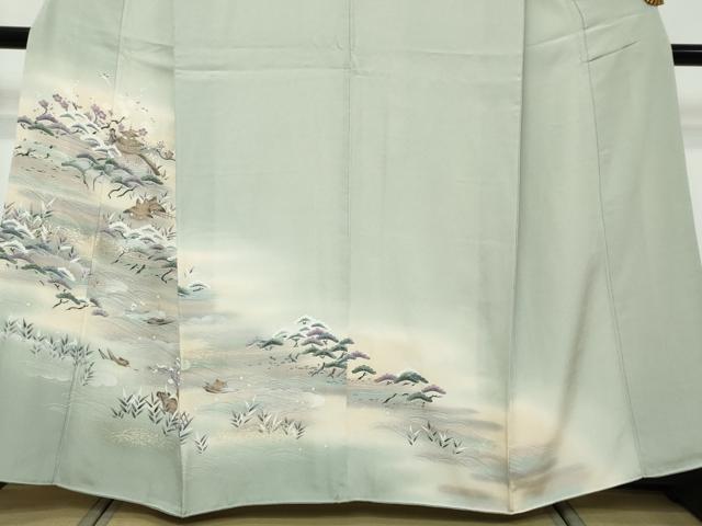 平和屋着物●訪問着 流水小舟風景文 暈し染め 金銀彩 正絹 逸品 DABK0105ud