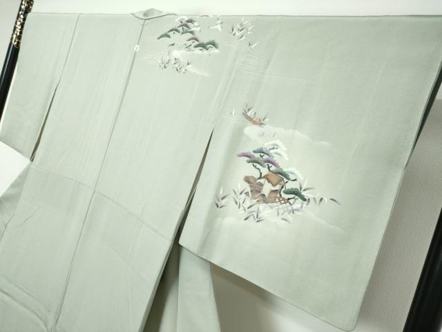 平和屋着物●訪問着 流水小舟風景文 暈し染め 金銀彩 正絹 逸品 DABK0105ud