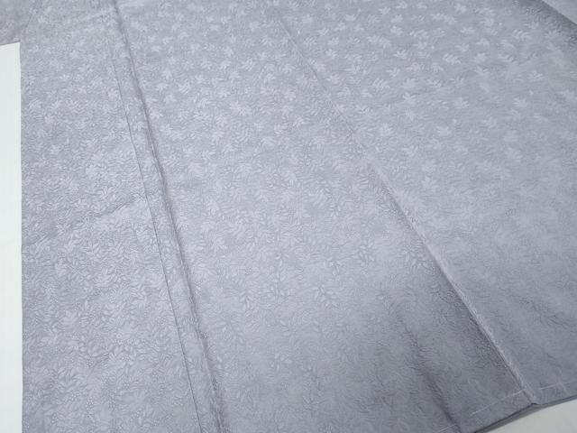 平和屋着物●上質な色無地 南天地紋 藤紫色 反端付き 正絹 逸品 未使用 DABK0114ud