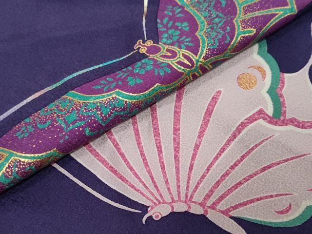 平和屋着物●豪華振袖 駒刺繍 花蝶文 金彩 正絹 逸品 DABK0117ud