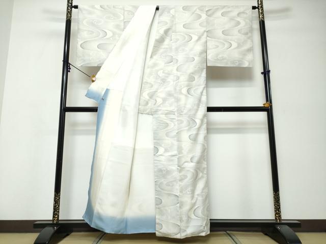 平和屋着物●本場大島紬 白大島 9マルキ 流水文 さが美扱い 正絹 逸品 DABK0120ud