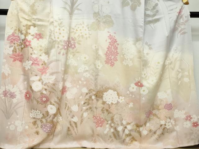 平和屋着物●訪問着 草花文 暈し染め 金彩 正絹 逸品 DABK0122ud