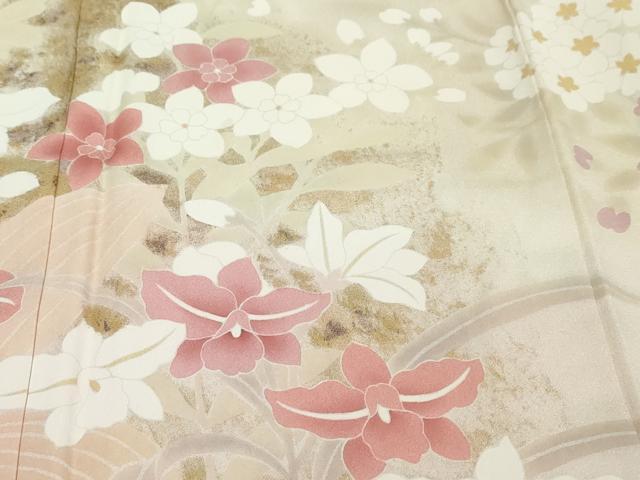 平和屋着物●訪問着 草花文 暈し染め 金彩 正絹 逸品 DABK0122ud