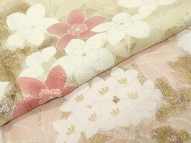 平和屋着物●訪問着 草花文 暈し染め 金彩 正絹 逸品 DABK0122ud