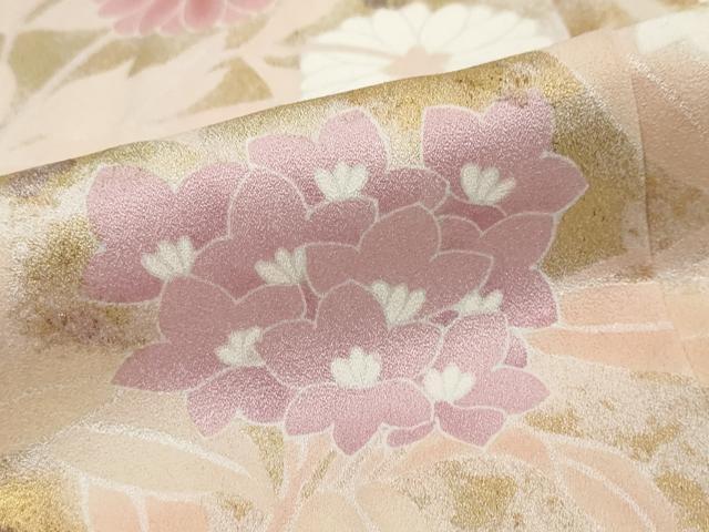 平和屋着物●訪問着 草花文 暈し染め 金彩 正絹 逸品 DABK0122ud