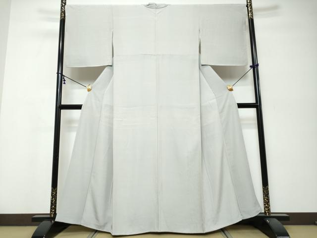平和屋着物●上質な色無地 灰黃緑色 お召縮緬 正絹 逸品 DABK0124ud