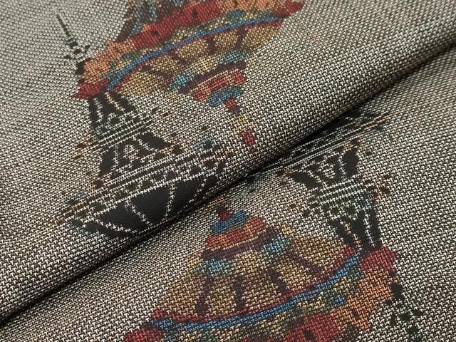 平和屋着物●本場大島紬 9マルキ 飾花文 正絹 逸品 DABK0129ud