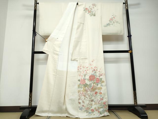 平和屋着物●訪問着 駒刺繍 花蝶文 暈し染め 金彩 ますいわ屋扱い 正絹 逸品 DABK0138ud