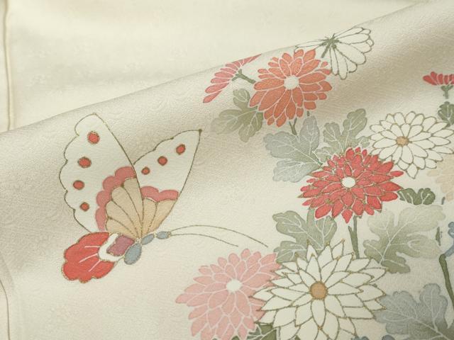 平和屋着物●訪問着 駒刺繍 花蝶文 暈し染め 金彩 ますいわ屋扱い 正絹 逸品 DABK0138ud