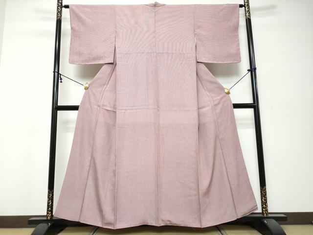 平和屋着物●和栗由紀夫 江戸小紋 万筋 葡萄色×白色 正絹 逸品 DABK0156ud