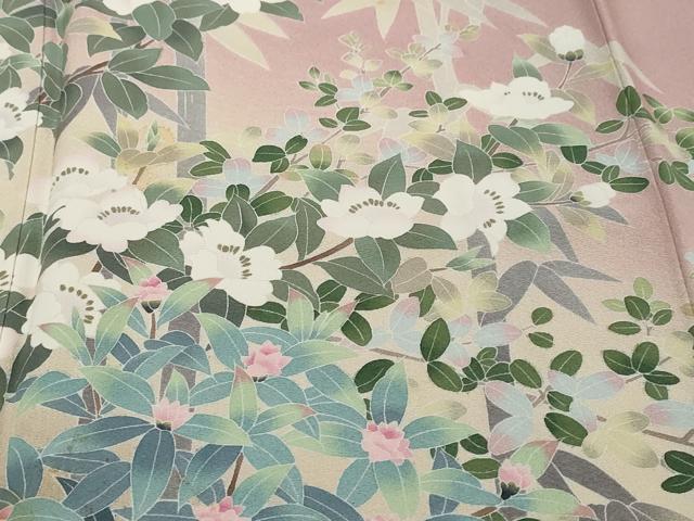 平和屋着物●訪問着 友禅 作家物 草花文 暈し染め 正絹 逸品 DABK0163ud