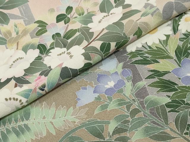 平和屋着物●訪問着 友禅 作家物 草花文 暈し染め 正絹 逸品 DABK0163ud