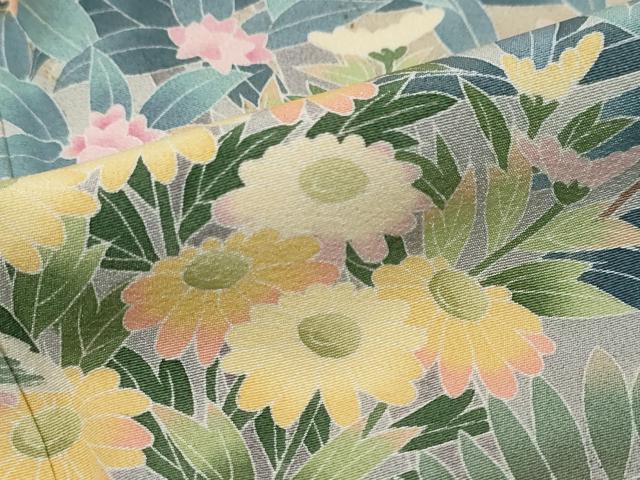 平和屋着物●訪問着 友禅 作家物 草花文 暈し染め 正絹 逸品 DABK0163ud