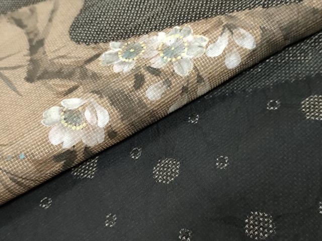 平和屋着物●本場大島紬 訪問着 手描き 9マルキ 流水草花文 正絹 逸品 DABK0170ud