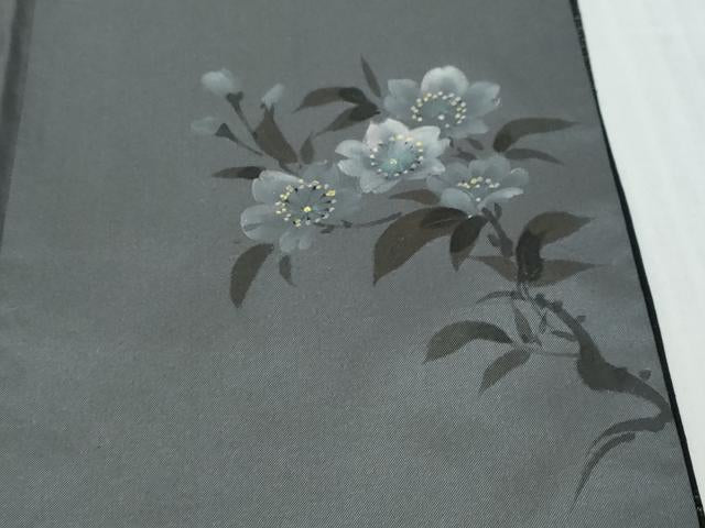 平和屋着物●本場大島紬 訪問着 手描き 9マルキ 流水草花文 正絹 逸品 DABK0170ud