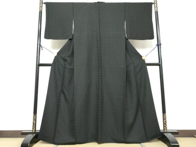 平和屋着物●上質な色無地 黒色 黒地 正絹 逸品 DABK0181ud