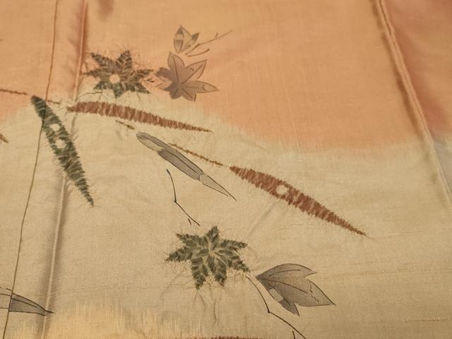 平和屋着物●訪問着 紬地 枝葉文 正絹 逸品 DABK0182ud