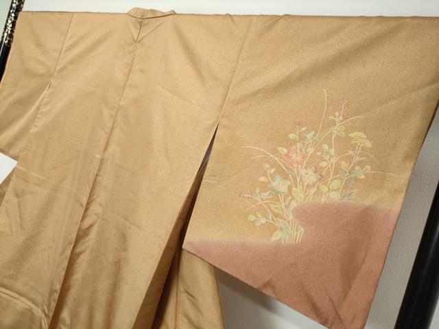平和屋着物●本場大島紬 訪問着 草花文 暈し染め 正絹 逸品 DABK0192ud