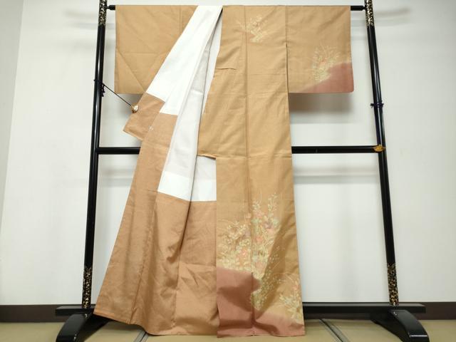 平和屋着物●本場大島紬 訪問着 草花文 暈し染め 正絹 逸品 DABK0192ud