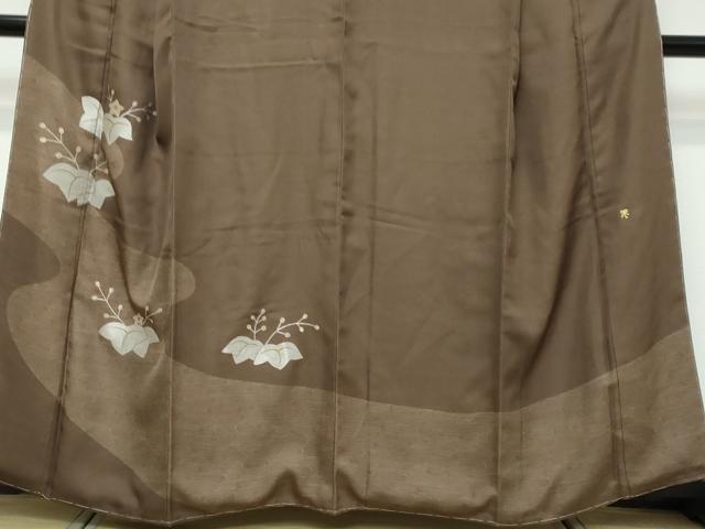 平和屋着物●訪問着 作家物 流水草花文 金銀糸 正絹 逸品 未使用 DABK0198ud