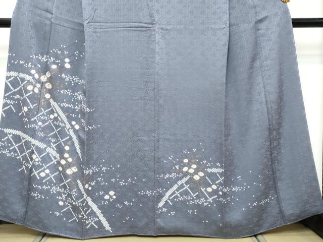 平和屋着物●訪問着 絞り 刺繍 草花文 金彩 正絹 逸品 未使用 DABK0210ud