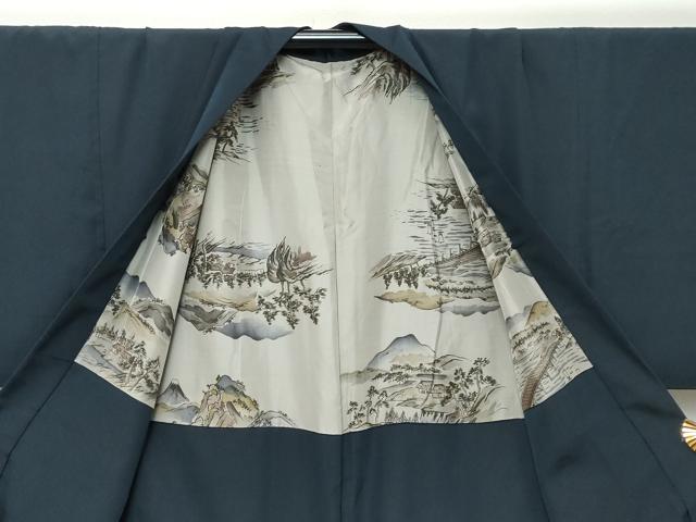 平和屋着物●男性 お召 アンサンブル 縞 正絹 逸品 DABK0213ud