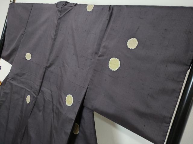 平和屋着物●十日町 名門青柳謹製 櫛引織 赤城紬 草木染 訪問着 雪輪文 やまと誂製 正絹 逸品 DABK0218ud