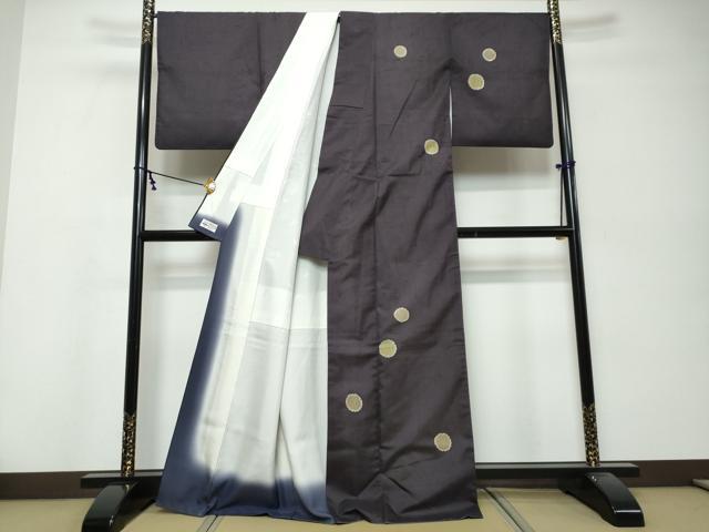 平和屋着物●十日町 名門青柳謹製 櫛引織 赤城紬 草木染 訪問着 雪輪文 やまと誂製 正絹 逸品 DABK0218ud