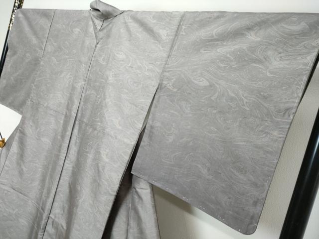平和屋着物●訪問着 紬地 墨流し文 暈し染め 正絹 逸品 未使用 DABK0219ud