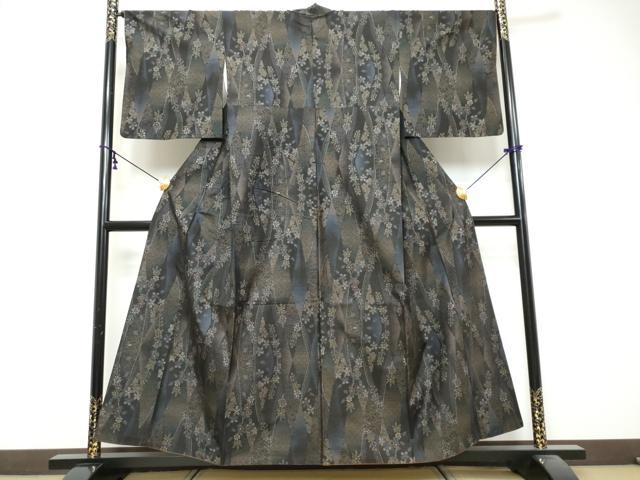 平和屋着物●本場大島紬 9マルキ 草花文 正絹 逸品 DABK0223ud