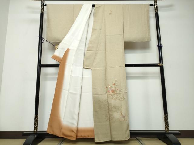 平和屋着物●訪問着 刺繍 花車文 暈し染め 金彩 正絹 逸品 DABK0224ud