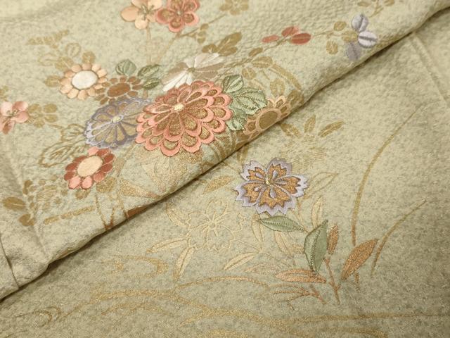 平和屋着物●訪問着 刺繍 花車文 暈し染め 金彩 正絹 逸品 DABK0224ud