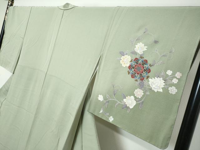 平和屋着物●中国三大刺繍 蘇州刺繍 総刺繍 訪問着 正倉院花唐草文 暈し染め 正絹 逸品 未使用 DABK0226ud