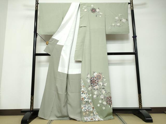 平和屋着物●中国三大刺繍 蘇州刺繍 総刺繍 訪問着 正倉院花唐草文 暈し染め 正絹 逸品 未使用 DABK0226ud