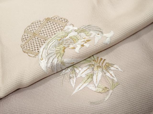 平和屋着物●中国三大刺繍 スワトウ刺繍 汕頭刺繍 総刺繍 訪問着 雪輪草花文 暈し染め 金銀糸 さが美扱い 正絹 逸品 DABK0227ud