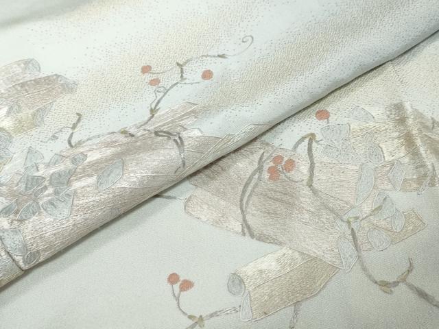 平和屋着物●中国三大刺繍 蘇州刺繍 総刺繍 色留袖 作家物 飛鳥南天文 暈し染め 金糸 正絹 逸品 未使用 DABK0231ud