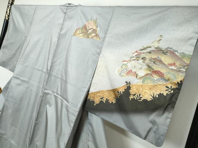 平和屋着物●本場染大島紬 訪問着 遠山風景文 暈し染め 金彩 正絹 逸品 DABK0235ud