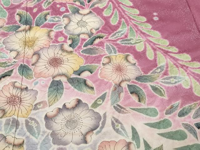 平和屋着物●豪華振袖 絞り 辻が花 暈し染め 金通し地 正絹 逸品 DABK0237ud