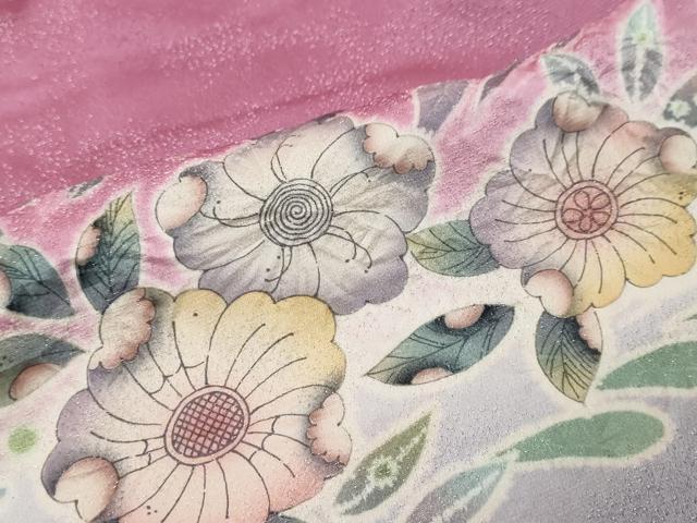 平和屋着物●豪華振袖 絞り 辻が花 暈し染め 金通し地 正絹 逸品 DABK0237ud