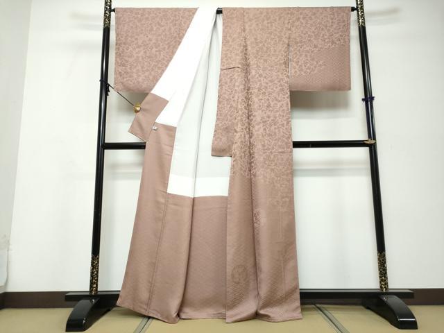 平和屋着物●無地絵羽訪問着 草花丸地紋 鴇浅葱色 ほていや扱い 正絹 逸品 DABK0245ud