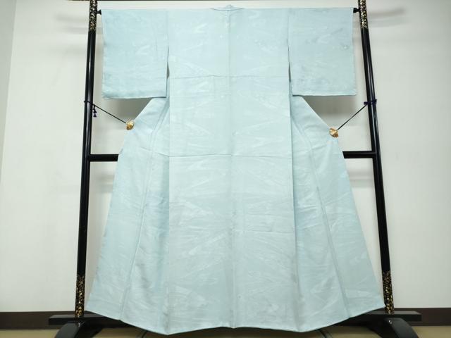平和屋着物●上質な色無地 流水草花地紋 空色 正絹 逸品 未使用 DABK0246ud