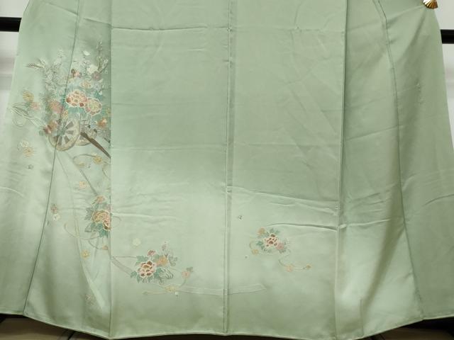 平和屋着物●中国三大刺繍 蘇州刺繍 総刺繍 訪問着 花車文 暈し染め 正絹 逸品 DABK0257ud