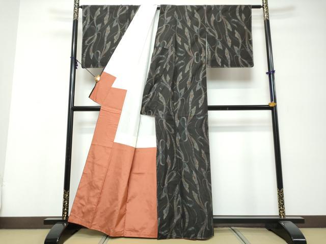 平和屋着物●本場大島紬 9マルキ 古代染色純泥染 束ね熨斗文 紬の原田織物謹製 証紙付き 正絹 逸品 未使用 DABK0260ud