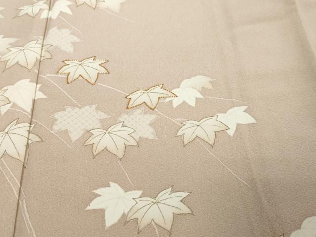 平和屋着物●訪問着 駒刺繍 枝葉文 金彩 正絹 逸品 未使用 DABK0266ud