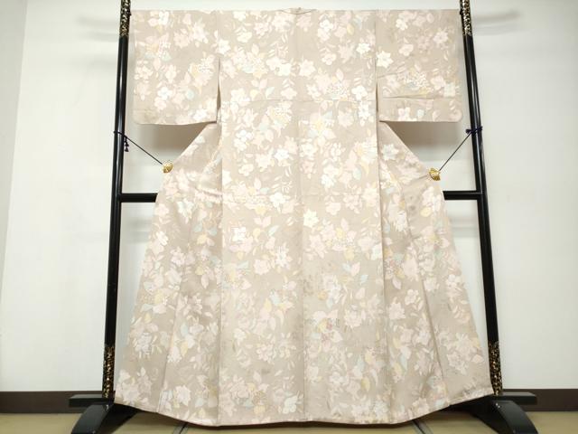 平和屋着物●上質な小紋 地紋起こし 草花文 正絹 逸品 DABK0268ud