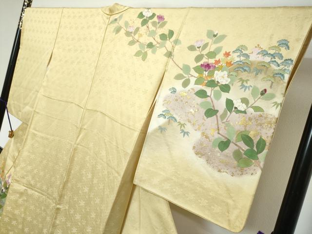 平和屋着物●訪問着 作家物 草花文 暈し染め 金彩 正絹 逸品 DABK0272ud