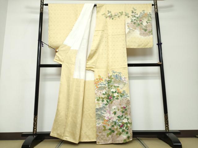平和屋着物●訪問着 作家物 草花文 暈し染め 金彩 正絹 逸品 DABK0272ud