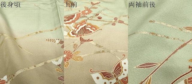 平和屋着物●訪問着 花蝶文 暈し染め 金彩 正絹 逸品 DABK0274ud