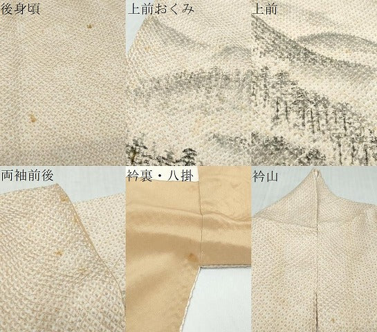 平和屋着物●訪問着 総絞り 風景松文 正絹 逸品 DABK0286ud