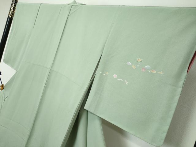 平和屋着物●訪問着 友禅 作家物 貝桶草花文 暈し染め 正絹 逸品 未使用 DABK0288ud